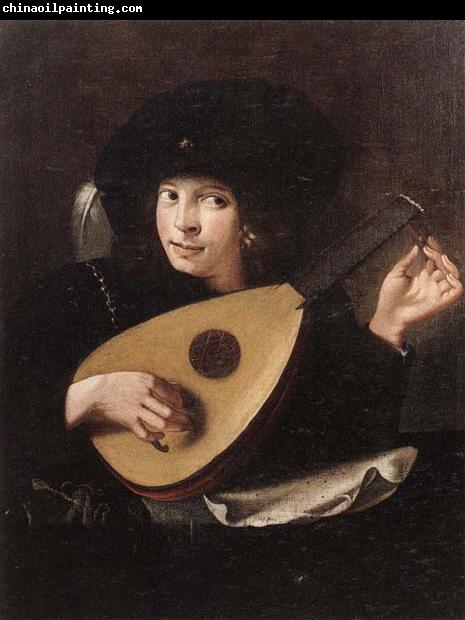 unknow artist A Young man tuning a lute