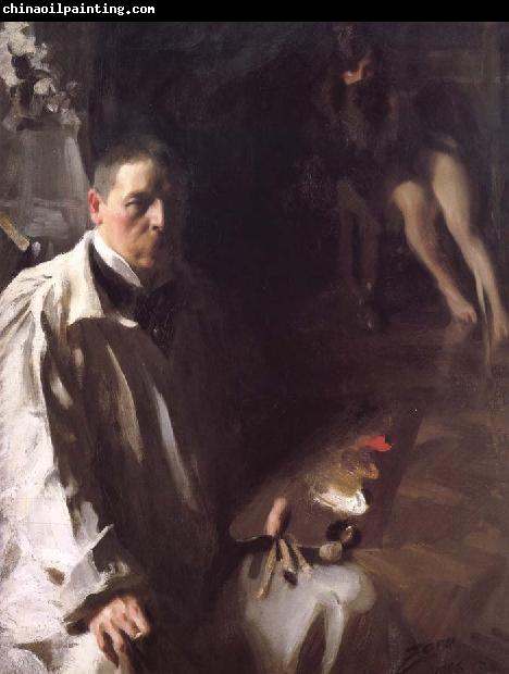 Anders Zorn Sailvportratt med modell(Self-portrait with a model)