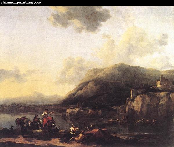 BERCHEM, Nicolaes Landscape with Jacob, Rachel, and Leah