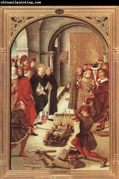 BERRUGUETE, Pedro Scenes from the Life of Saint Dominic:The Burning of the Books