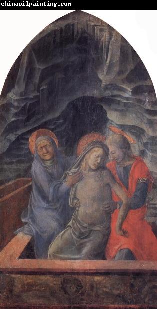 Fra Filippo Lippi The Dead Christ Supported by Mary and St.John the Evangelist