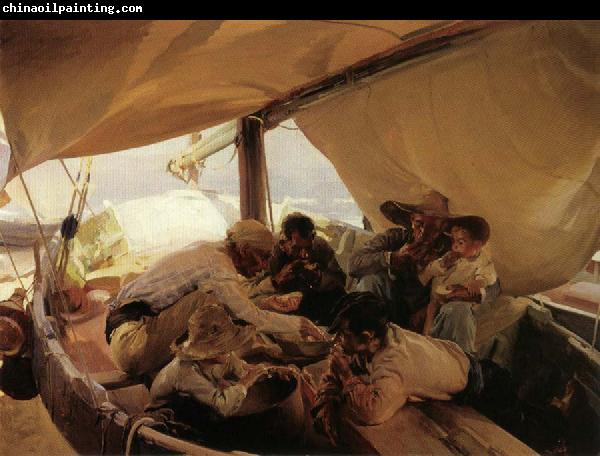 Joaquin Sorolla Y Bastida Eating on the Boat