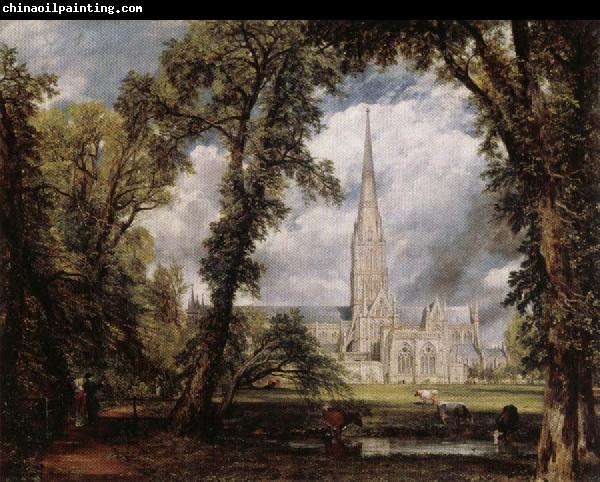 John Constable View of Salisbury Cathedral Grounds from the Bishop's House