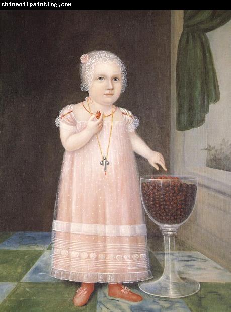 Johnson Joshua Little Girl in Pink with Goblet Filled with Strawberries:A Portrait