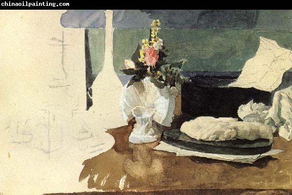 Mikhail Vrubel Still life with flowers,A Paper-weight,and other objects