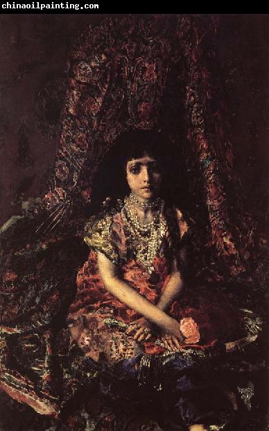 Mikhail Vrubel Girl Against a perslan carpet