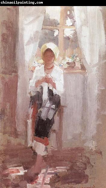 Nicolae Grigorescu Peasant Sewing by the Window