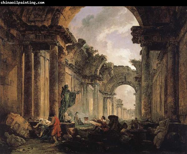 ROBERT, Hubert Imaginary View of the Grande Galerie in the Louvre in Ruins