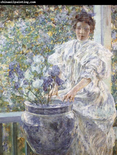 Robert Reid Woman with a Vase of Irises