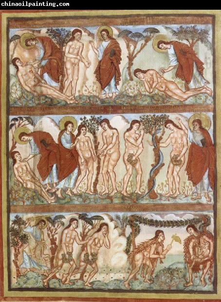 unknow artist Scenes rom Story of Adam and Eve,from the Bible of Charles the Bald