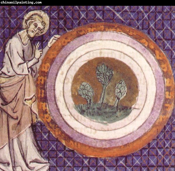 unknow artist God Creates Earth,from the Petite Bible Historiale