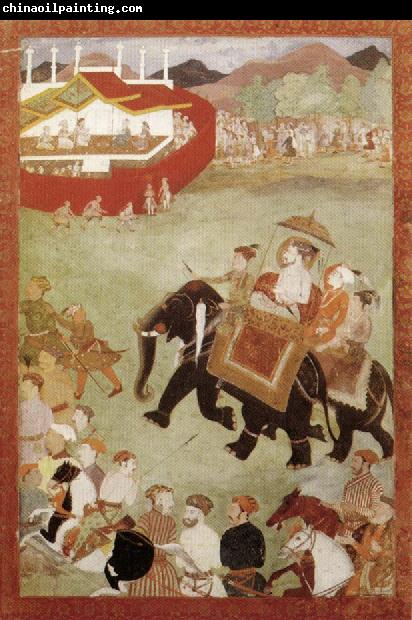 unknow artist Shah Jahan Riding on an Elephant Accompanied by His Son Dara Shukoh Mughal