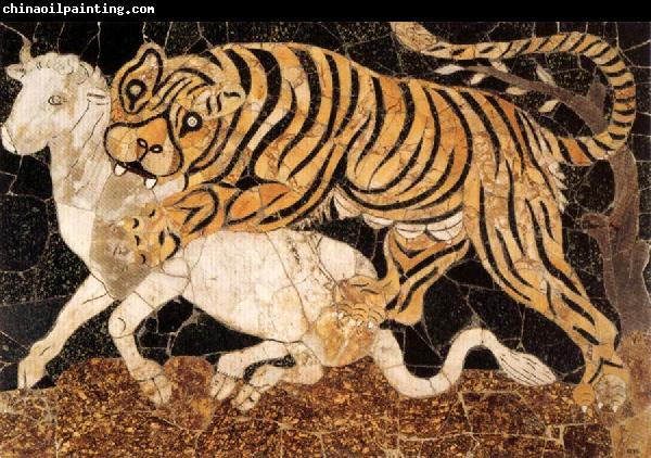 unknow artist Tiger Attacking a Bull