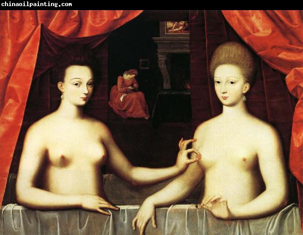 unknow artist Gabrielle d'Estrees and Her Sister,the Duchesse de Villars