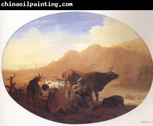 Bamboccio Herdsmen in a Mountainous Landscape