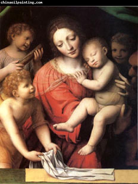 Bernadino Luini The Virgin Carrying the Sleeping Child with Three Angels (mk05)