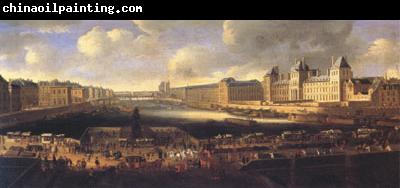 French school View of Paris with the Louvre (mk05)