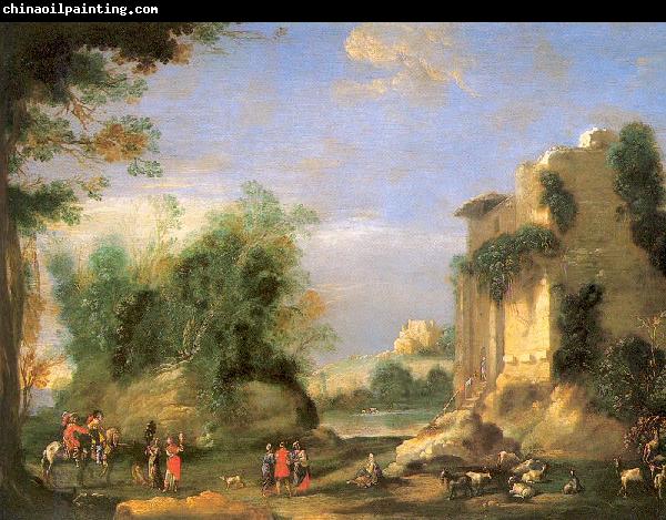 Napoletano, Filippo Landscape with Ruins and Figures