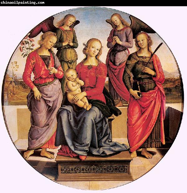 PERUGINO, Pietro Madonna Enthroned with Child and Two Saints