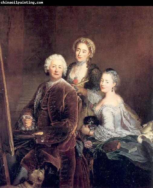 PESNE, Antoine The Artist at Work with his Two Daughters