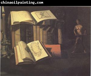 Sebastian Stoskopff Still Life with Books Candle and Bronze Statue (mk05)