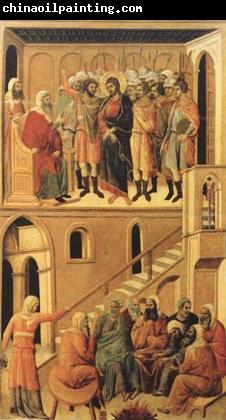 Duccio di Buoninsegna Peter's First Denial of Christ and Christ Before the High Priest Annas (mk08)