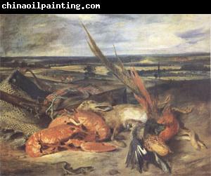 Eugene Delacroix Still Life with a Lobster and Trophies of Hunting and Fishing (mk05)