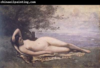 Jean Baptiste Camille  Corot Bacchante couchee au bord de la mer (mk11)