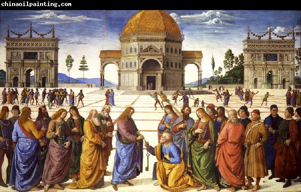 PERUGINO, Pietro Christ giving thw Keys to St Peter (mk08)