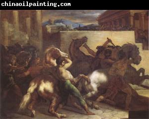 Theodore   Gericault Race of Wild Horses at Rome (mk05)