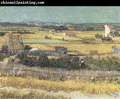 Vincent Van Gogh Harvest at La Crau,with Montmajour in the Background (Blue Cart) (mk09)