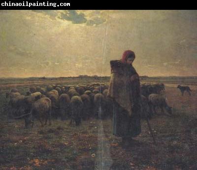 jean-francois millet Shepherdess with her flock (san17)