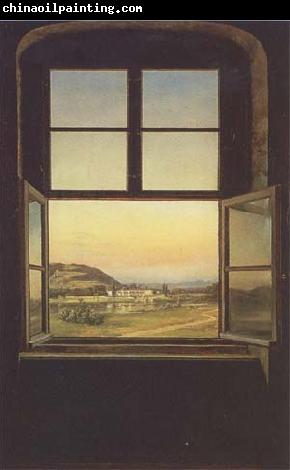 johann christian Claussen Dahl View through a Window to the Chateau of Pillnitz (mk09)