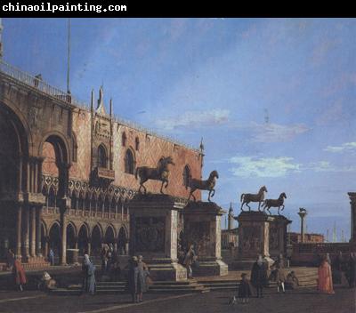 Canaletto Capriccio con i cavalli della basilica posti sulla Piazzetta (mk21)