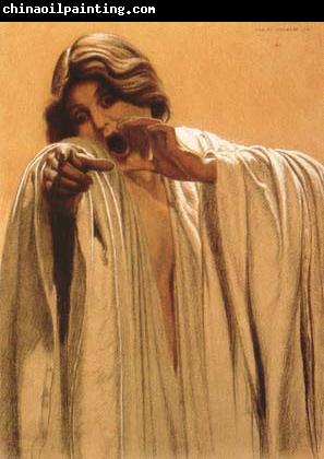 Carlos Schwabe Study for The Wave,feminine figure,back right Mixed media on board (mk19)