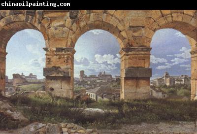 Christoffer Wilhelm Eckersberg View through Three Northwest Arcades of the Colosseum in Rome Storm Gathering over the City (mk22)