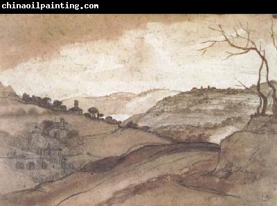 Claude Lorrain Landscape Pen drawing and wash (mk17)