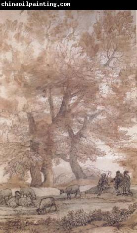 Claude Lorrain Trees,Figures,and sheep (mk17)