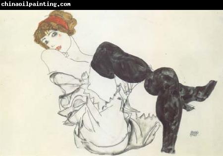 Egon Schiele Woman in Black Stockings (Valerie Neuzil) (mk12)