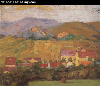 Egon Schiele Village with Mountain (mk12)