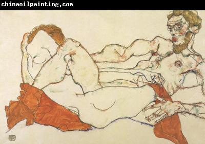 Egon Schiele Recling Male and Female Nude Entwined (mk12)