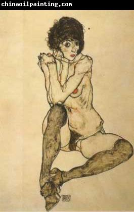 Egon Schiele Seated Female Nude,Elbows Resting on Right Knee (mk12)