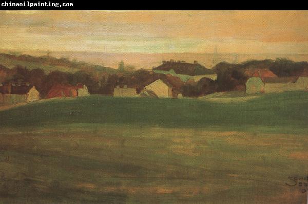 Egon Schiele Meadow with Village in Background II (mk12)