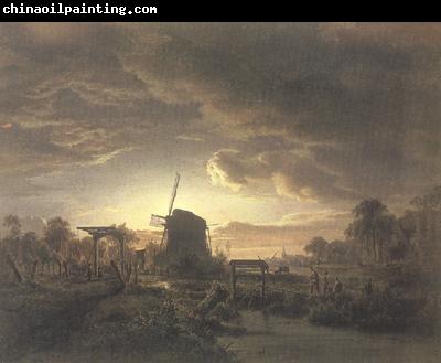 Jacobus Theodorus Abels Landscape in Moonlight (mk22)