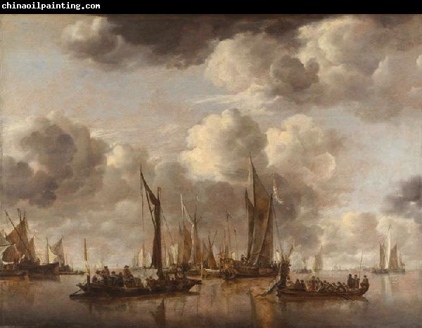 Jan van de Capelle Shipping Scene with a Dutch Yacht Firing a Salut (mk08)