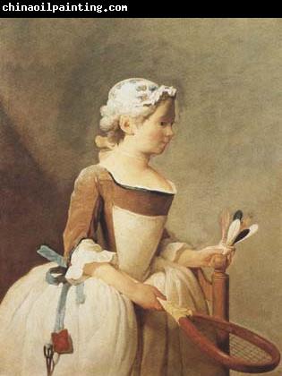 Jean Baptiste Simeon Chardin Girl with a Racquet and Shuttlecock (mk08)