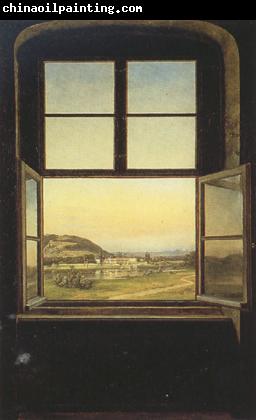 Johan Christian Dahl View of Pillnitz Castle from a Window (mk22)