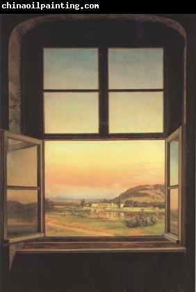 Johan Christian Dahl Window with a view of Pillnitz Castle (mk10)