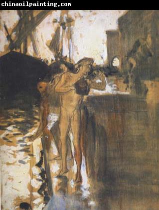 John Singer Sargent Two Nude Bathers Standing on a Wharf (mk18)