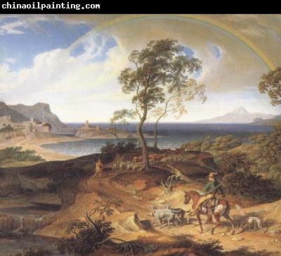 Joseph Anton Koch Stormy Landscape with Returning Rider (mk10)